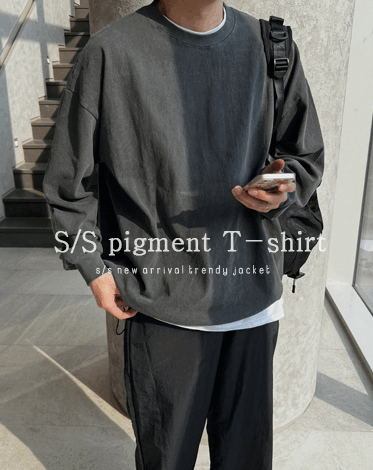 피그먼트 스트링 박시핏 맨투맨 티셔츠(6 COLOR)